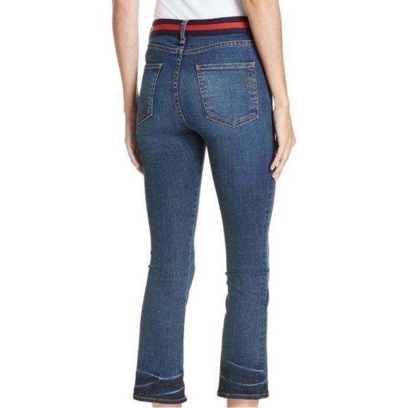 Veronica Beard Ankle Carolyn 10” Baby Bootcut Red Blue Elastic Waist Trim 26 - Picture 2 of 13